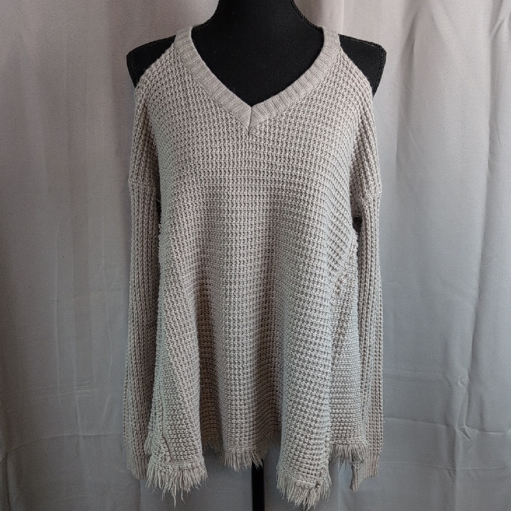 Umgee Gray Off-the-Shoulder Sweater Cozy Knit‎